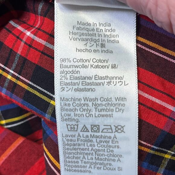 J.Crew Red Tartan Plaid Shirt Dress Size 6 Button Front Pockets Casual preppy - Picture 11 of 12
